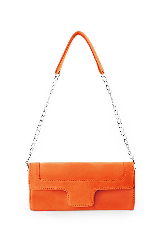 Dress clutch for wedding and parties in clementine orange leather - Top view
